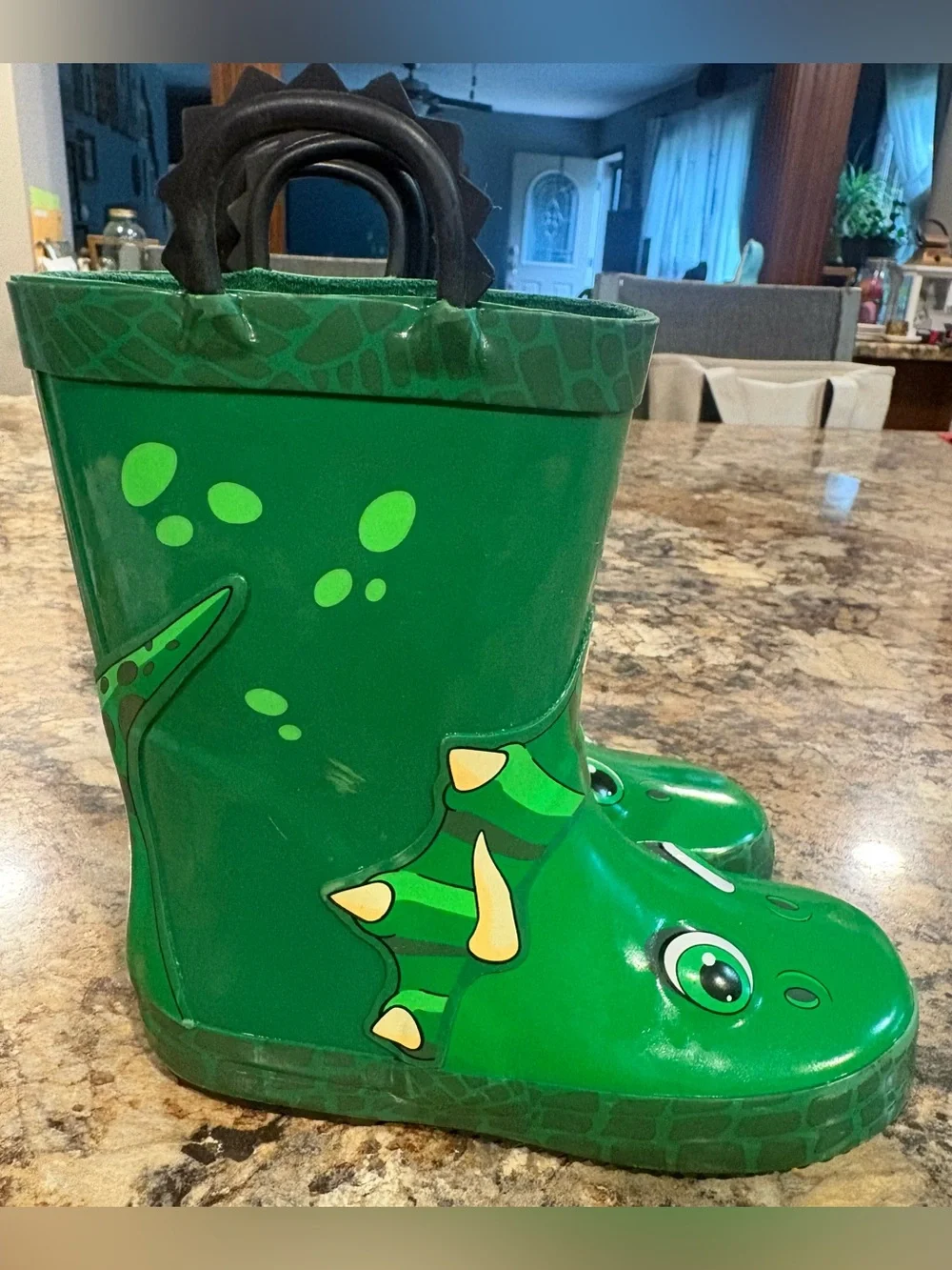 Kids Green Frog Rain & Snow Boots - Waterproof Pull-On Splash Boots